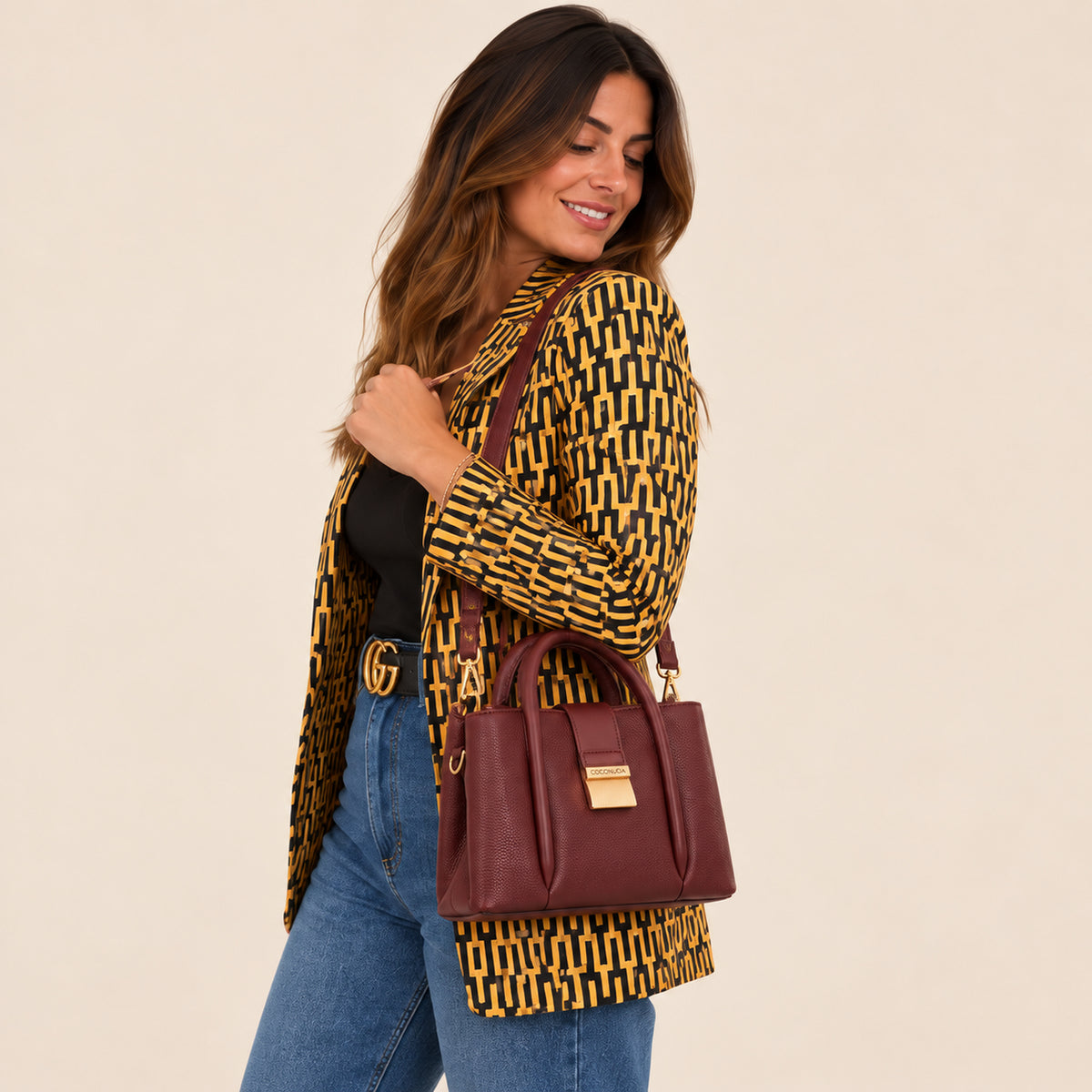 City Bag Coconuda Borgogna portata a spalla con la tracolla
