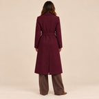 Cappotto Glamour borgogna senza collo, vista posteriore