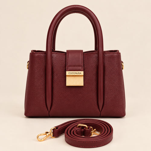 City Bag Coconuda Borgogna con tracolla removibile, vista frontale