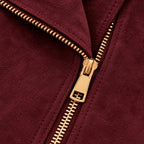 Chiodo Paris borgogna, dettaglio zip dorata in eco camoscio