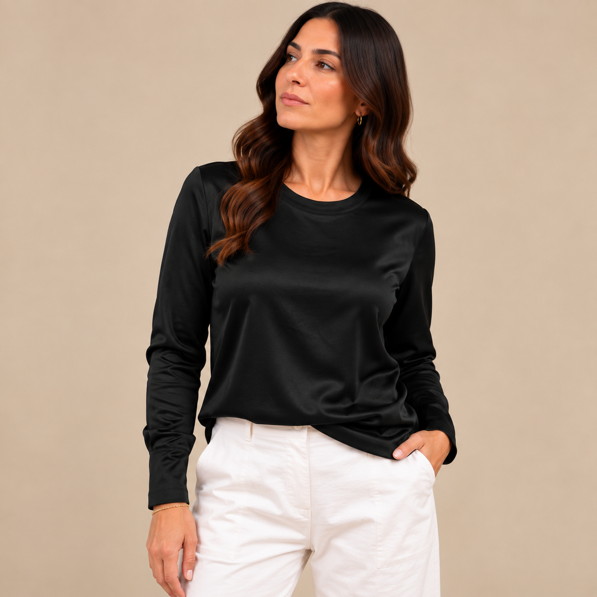 Maglia Luxor Nero - effetto satinato, vista frontale