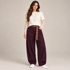 Jeans Ballon Street Bordeaux a vita alta - figura intera