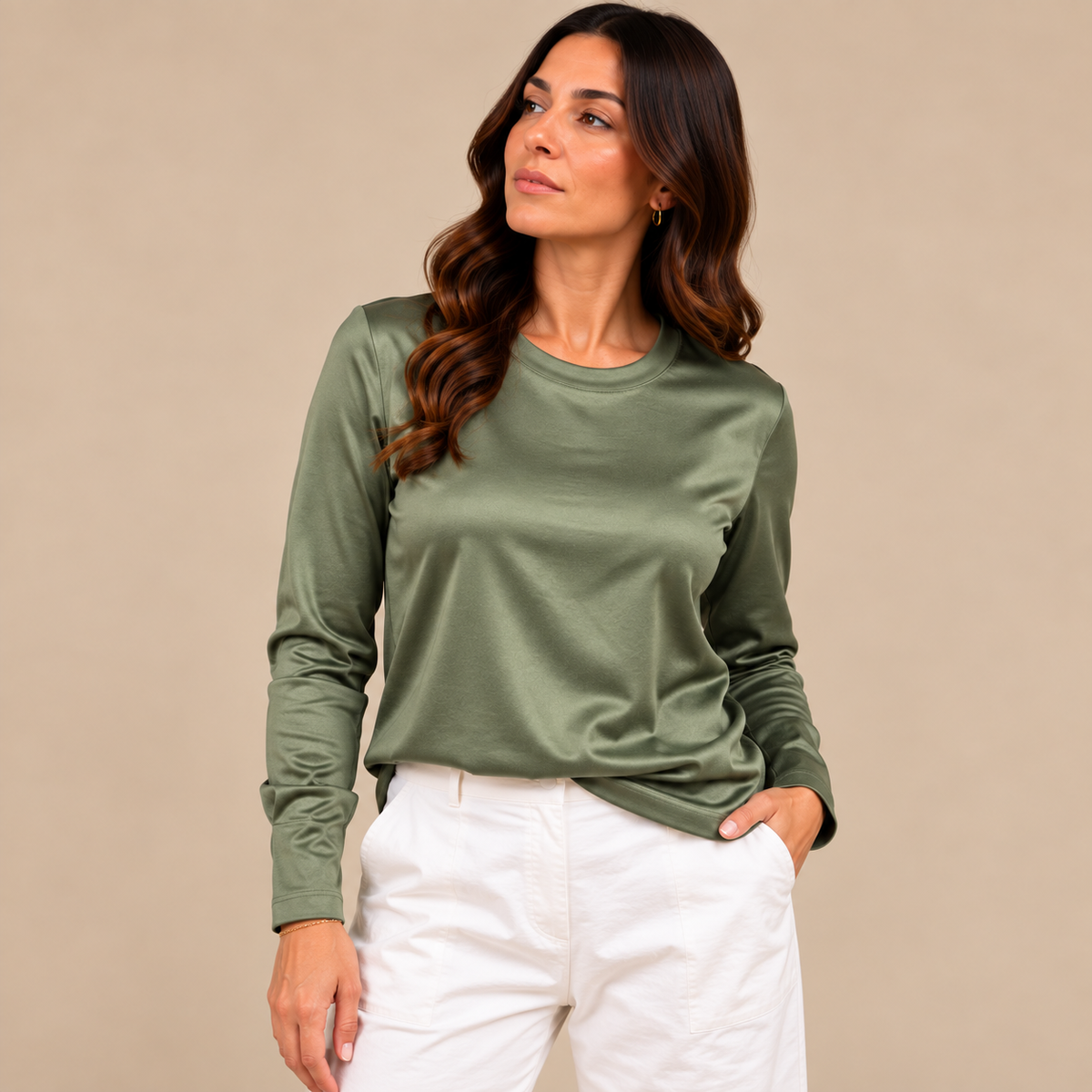 Maglia Luxor Verdone - effetto satinato, vista frontale