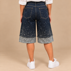 Jorts Dark Palazzo - retro con tasche e strass