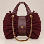Flake Bag Borgogna - vista frontale con catena e placca dorata