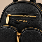 Zaino Coconuda Nero - dettaglio grana martellata e tasca con zip