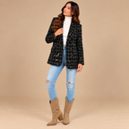 Giacca Cristal - vista frontale con dolcevita e jeans