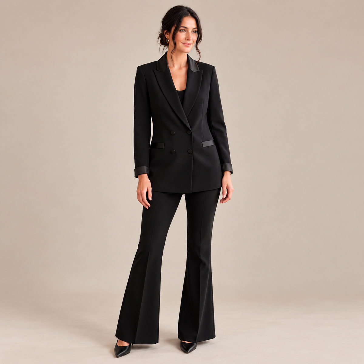 Completo Katrine Nero - tailleur doppiopetto, figura intera frontale