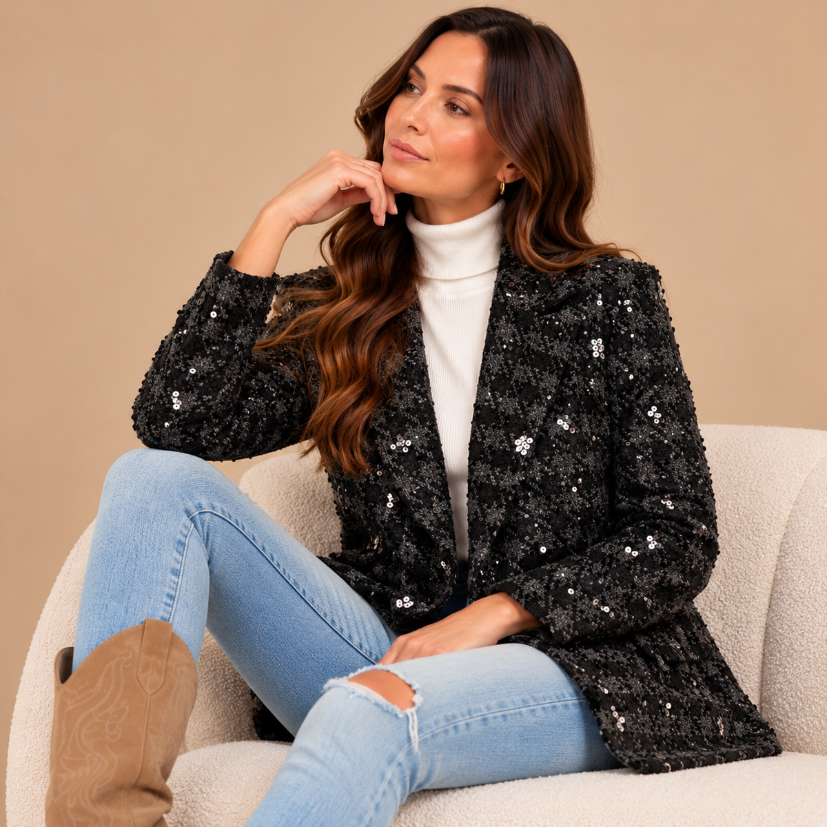 Giacca Cristal - look casual chic seduta
