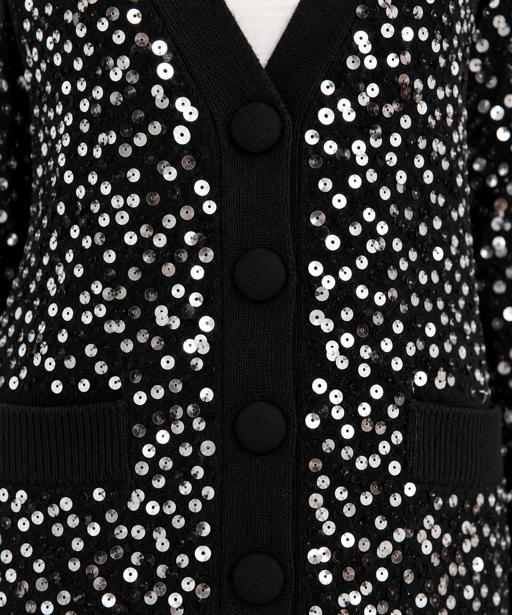 Maglione Glam - dettaglio paillettes e bottoni