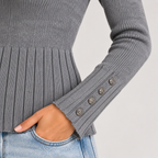 Maglia Bottom Grigio - dettaglio polsino con bottoni e costine