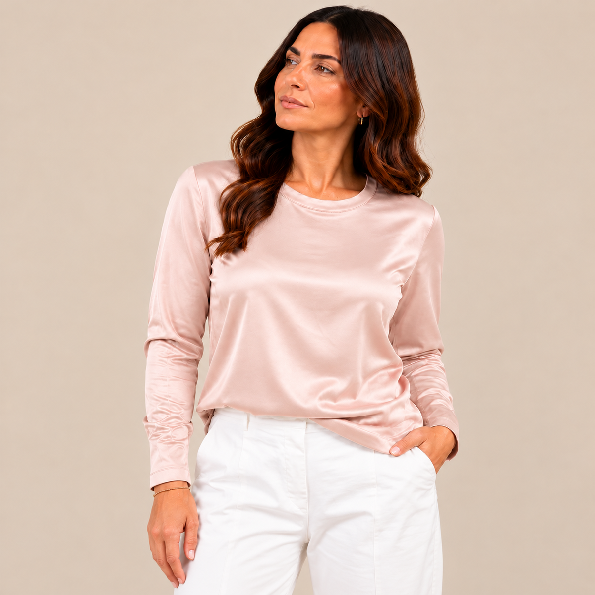 Maglia Luxor Rosa cipria - effetto satinato, vista frontale