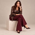 Giacca Kimono Borgogna in ecopelle - look ambientato