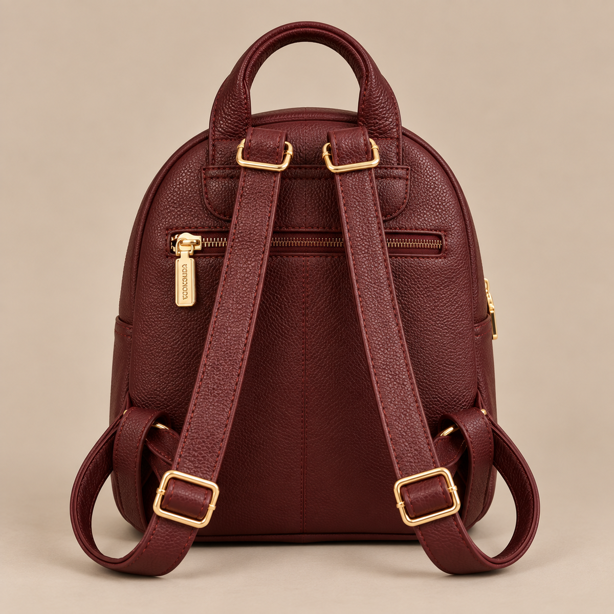Zaino Coconuda Bordeaux - retro con spallacci regolabili e tasca con zip