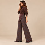 Pantalone Texas palazzo a vita alta con frange, vista laterale