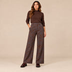 Pantalone Texas palazzo fantasia marrone e blu senza frange, vista frontale