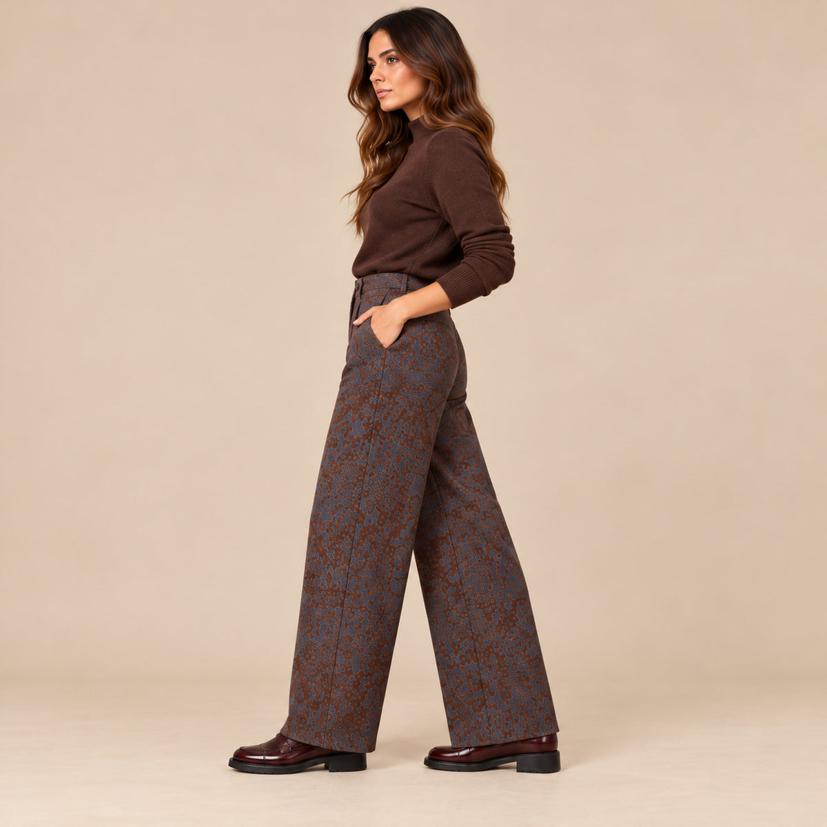 Pantalone Texas palazzo gamba ampia, vista laterale