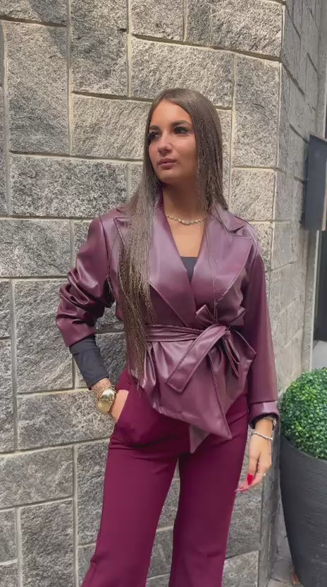 Giacca Kimono – ecopelle con cintura a fiocco