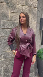 Giacca Kimono – ecopelle con cintura a fiocco