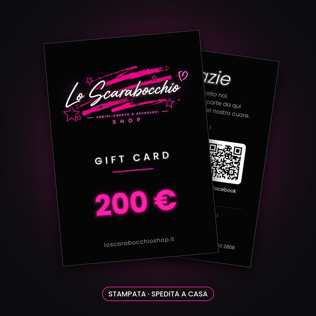 Gift Card stampata Lo Scarabocchio da 200 €, biglietto spedito a casa