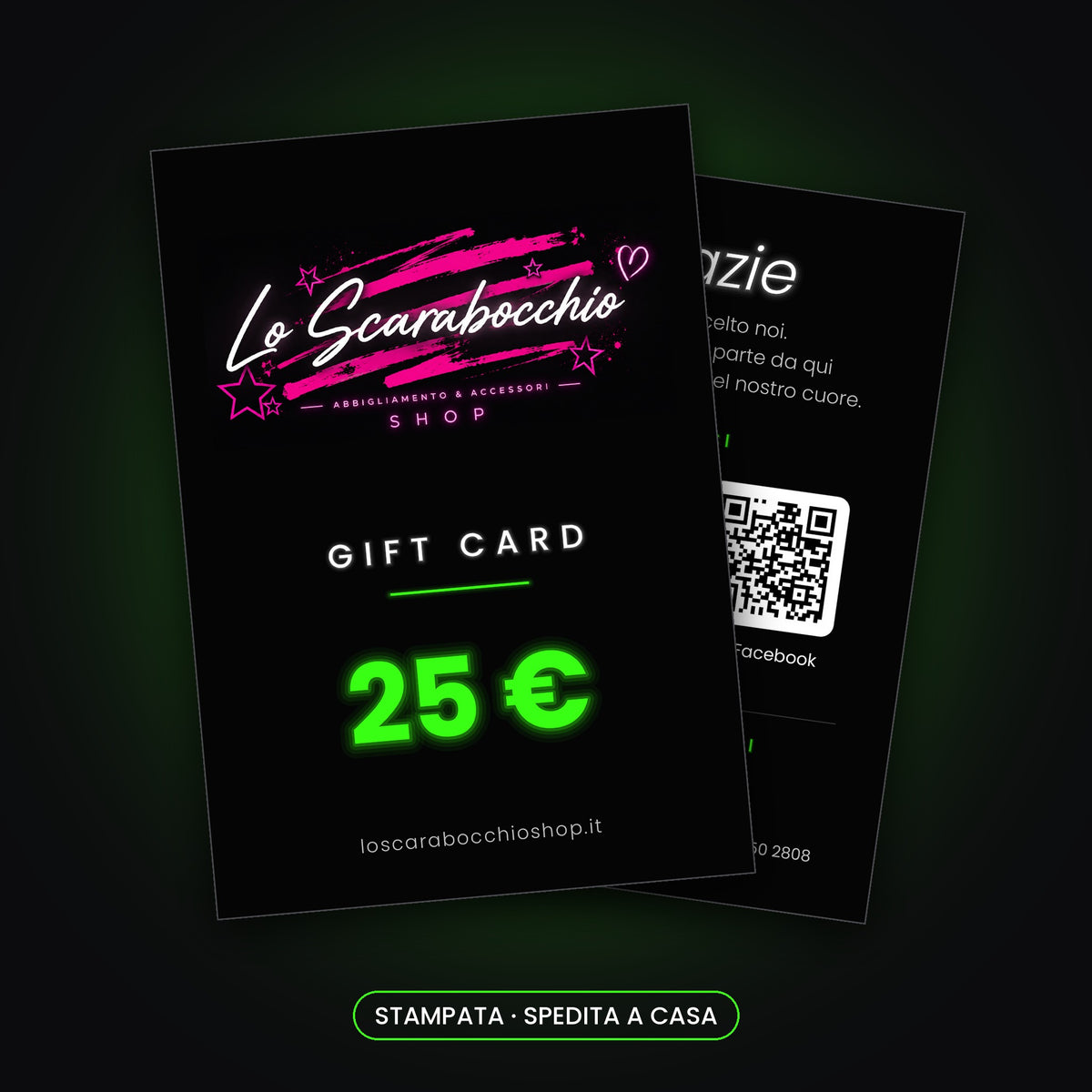 Gift Card stampata Lo Scarabocchio da 25 €, biglietto spedito a casa