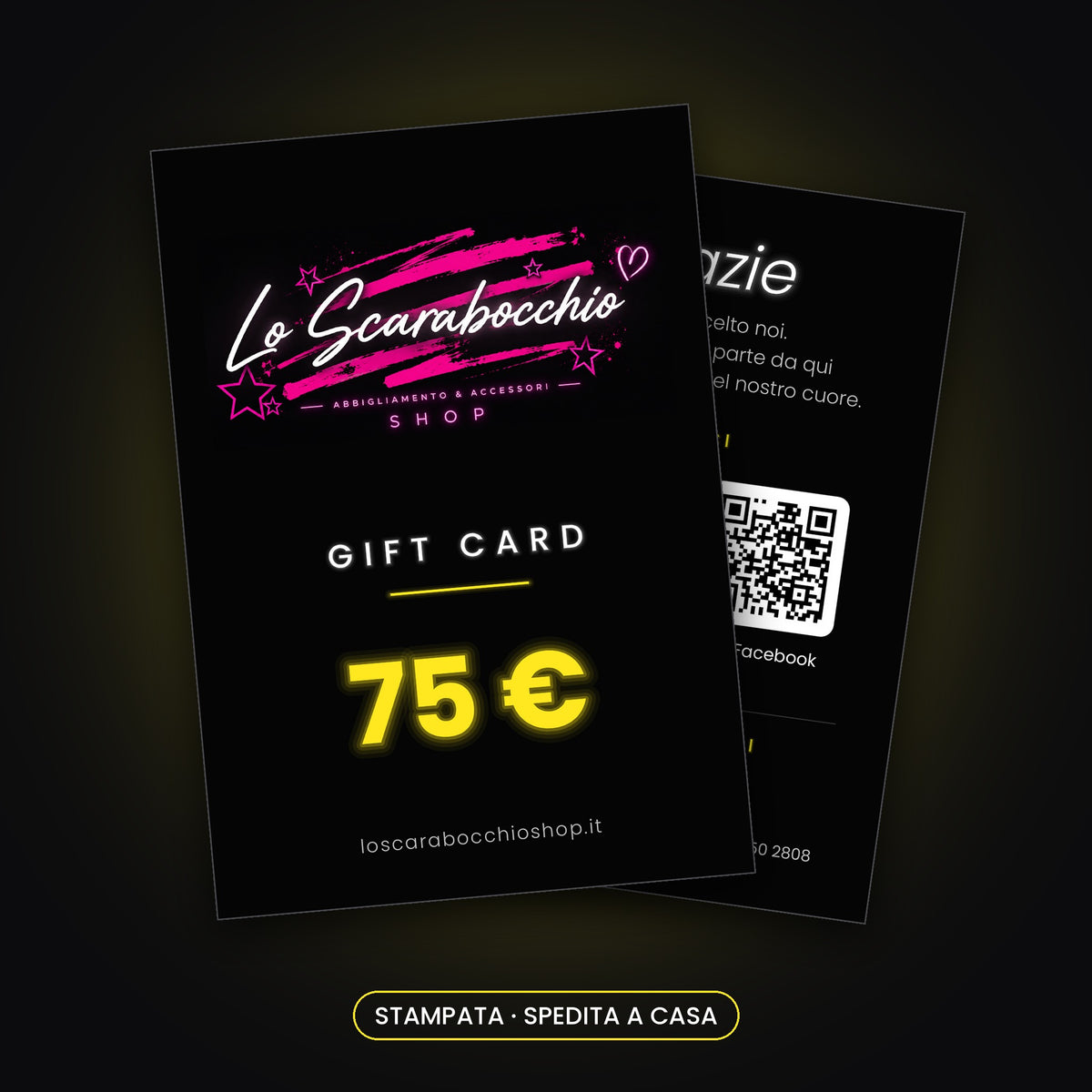 Gift Card stampata Lo Scarabocchio da 75 €, biglietto spedito a casa