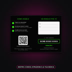 Interno della Gift Card stampata: istruzioni, QR, spazio per la dedica e codice personale